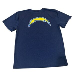 NFL Team Apparel navy blue Chargers lightning logo short sleeved T shirt, XL.